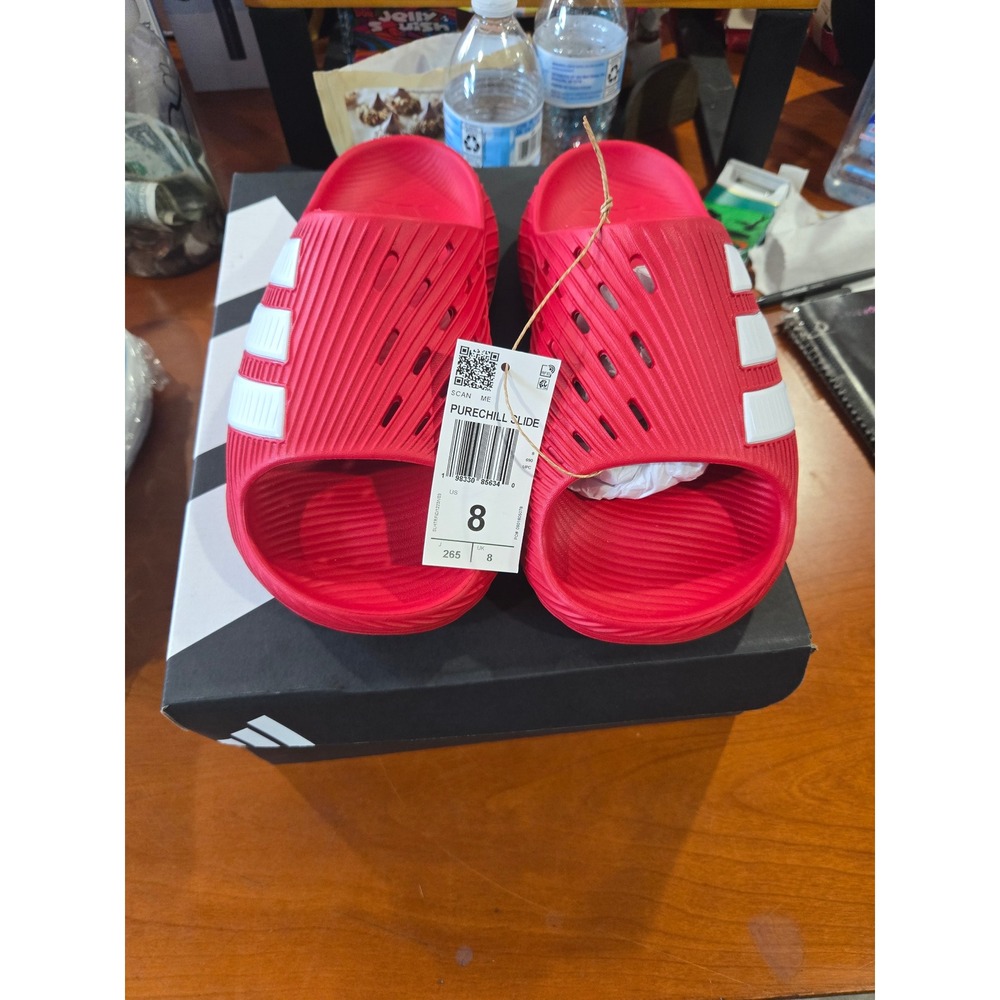 Adidas Purechill Slide Red White Mens Size 8 Sport Sandals KI0063